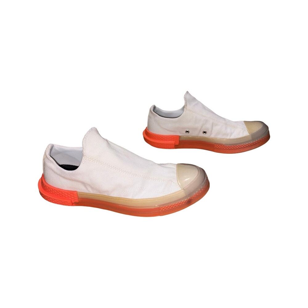 Converse White Canvas Slip-On Sneakers with Orange and Beige Accents - Picture 3 of 10